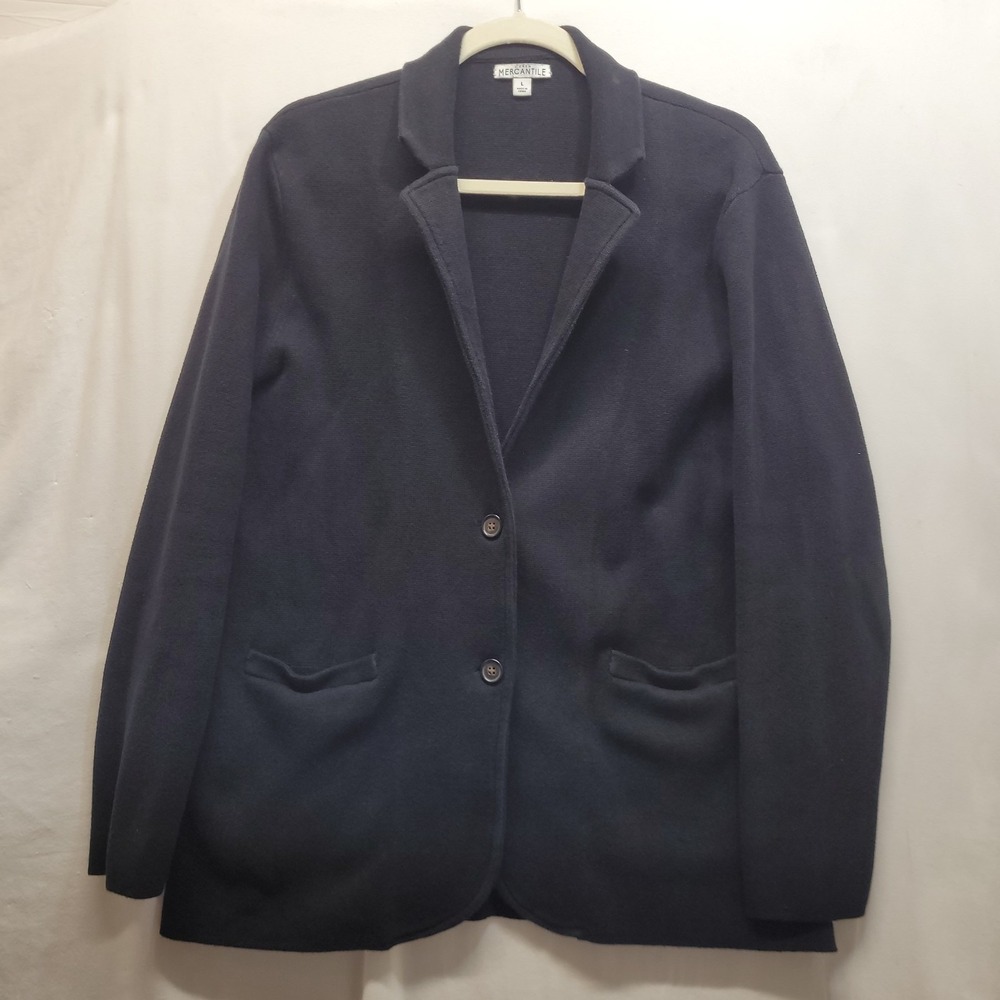 J. Crew Mercantile Women's Schoolboy Knit Blazer Cotton 2 Button Jacket Large